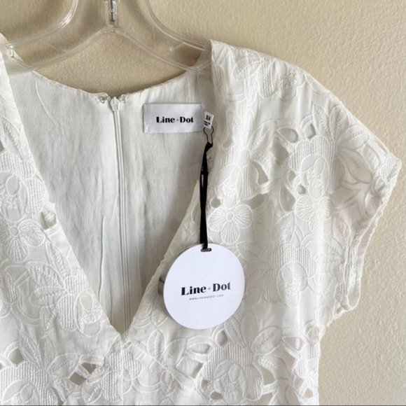 NWT Line + Dot White Floral Lace Silk Embroidered Romper Shorts Onepiece Crochet - Picture 2 of 5